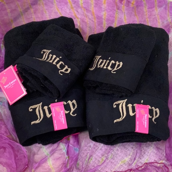 Juicy Couture Home Gold Embroidered Name Plush Oversised Set of 4 towels - Picture 1 of 5